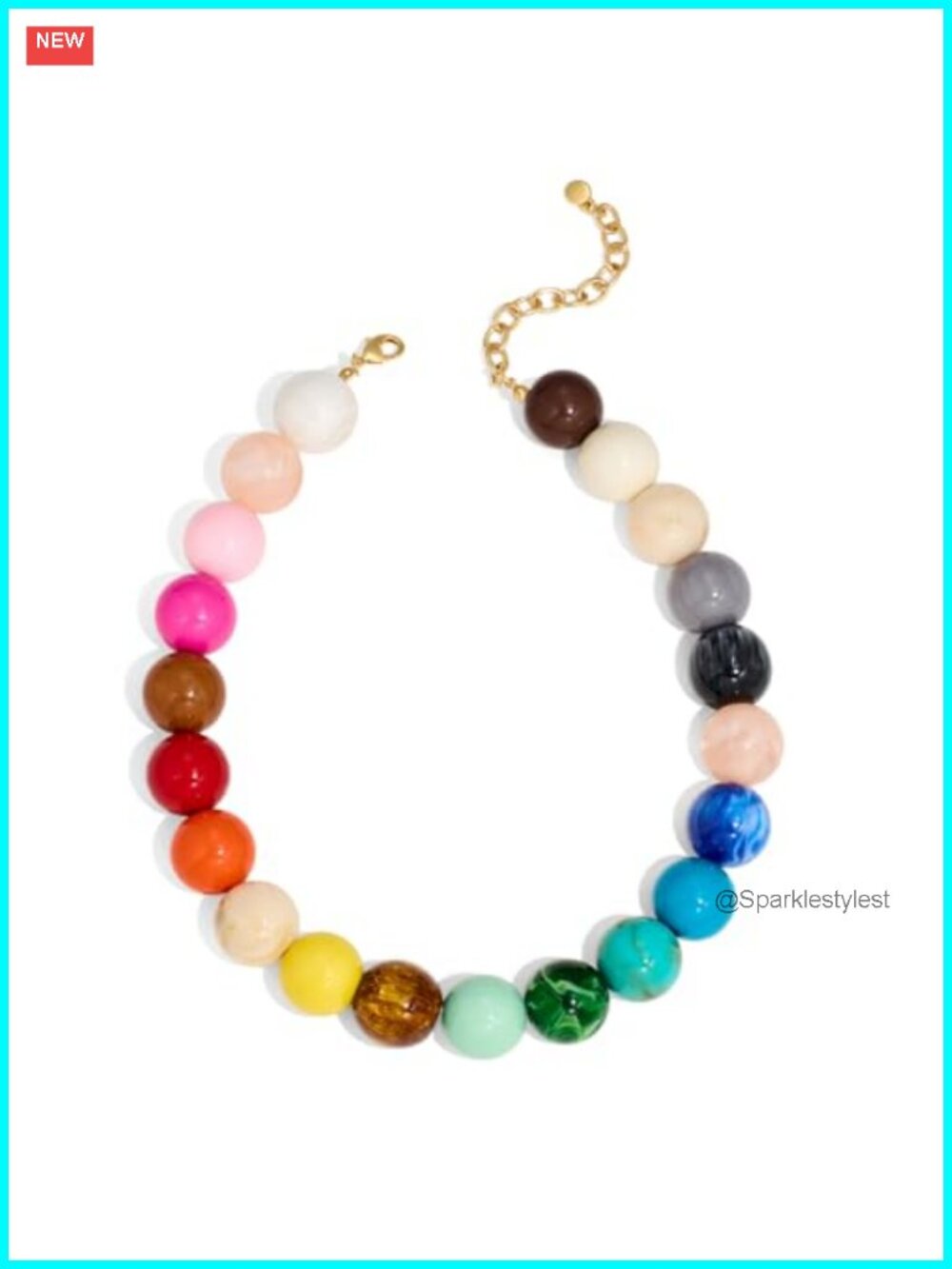 Chunky Beaded Choker Necklace with Resin Beads Boho Statement Necklace